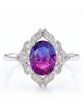 Vintage Style Pink & Purple Gemstone Ring, 925 Sterling Silver Charmed Aroma